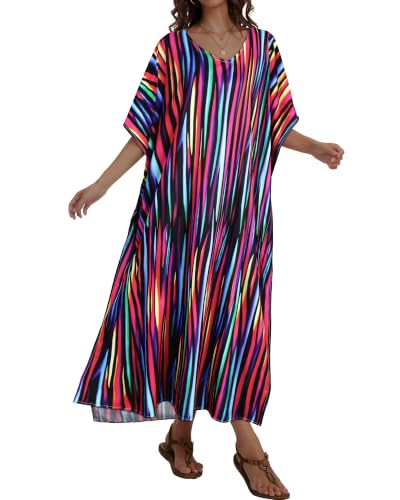 Image of Kaftan Dresses for Women V Neck Caftan Batwing Sleeve Swimsuit Cover Up
