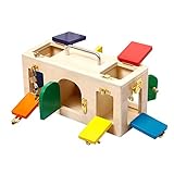 モンテッソーリ おもちゃ 知育玩具 ロックボックス 木製+ステンレス鋼 大工さんごっこ 学習玩具 早期発育 教育玩具 早期開発 指先訓練 アクティビティキューブ 男の子 女の子 誕生日のプレゼント 赤ちゃん おもちゃ カラフル