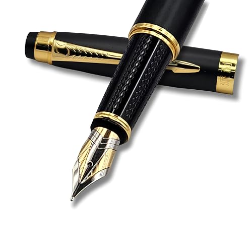 Image of Venti Fountain Pen - Metal Luxury Pen, Schmidt Nib (Medium), Best Pen Gift Set for Men & Women, Professional, Executive, Office, Nice Pens,Return Gift (F102-Black)