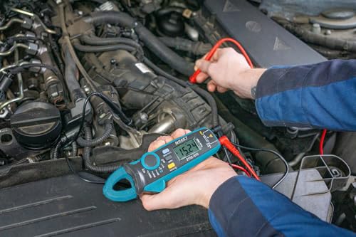 Hazet Digitale Stromzange 2152-610, kompakt, für Spannung, Strom und Widerstand, mit beleuchtetem LCD Display, NCV-Funktion, inkl. Zubehör