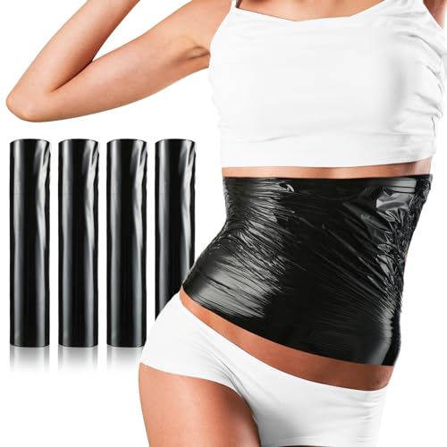 Gersoniel 1 roll 60 Meters Black Osmotic Plastic Body Wrap Workout and Sweat Enhancer Stomach Body Film Applicator Power Wrap