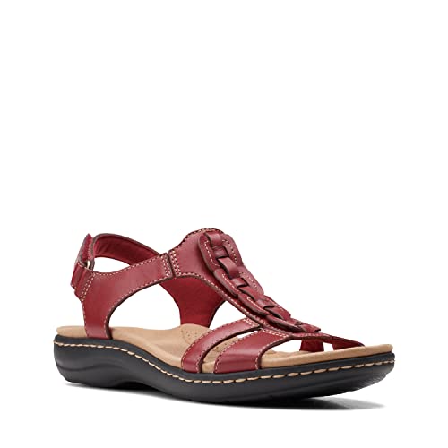Clarks Women's Laurieann Kay Flat Sandal, Red Leather, 4.5 UK - Image 2