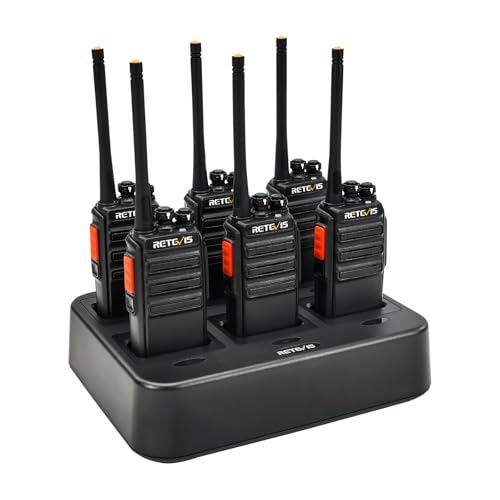 Retevis RT24 Talkie Walkie, Rechargeable Talkies-Walkies avec Chargeur à Six Voie, PMR446 sans Licence 16 Canaux CTCSS/DCS, Talkie Walkie Professionnel pour...