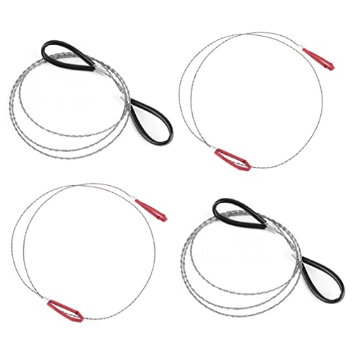 Hperu Metal Wire Saw Stainless Steel Cable Saw Pocket Chainsaw Hand Metal Wire Saw Outdoor Tool for Camping Supply Red Black 70CM 4PCS