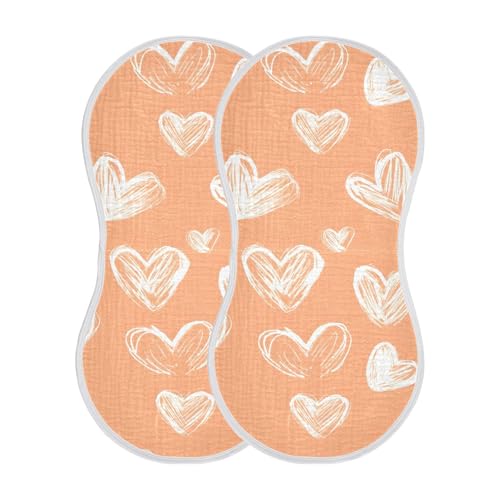xigua White Heart Muslin Baby Burp Cloths Set of 1, Super Soft & Absorbent Burping Rags, Cotton Burp Clothes Shower Gift for Newborn, Baby Girls and Boys2