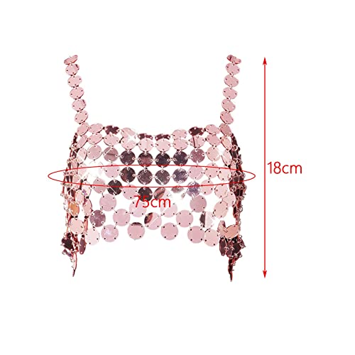 UGPLM Top curto de lantejoulas sem, top de sutiã frente única para dança Moda brilhante Praia, roupa