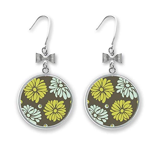 Pendientes de lazo con diseño de flor de crisantemo amarillo