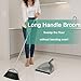 Chanhoo Soft Bristle Broom and Dustpan Combo Set, Long Handle Indoor Broom with Dustpan Set for Kitchen Hardwood Room Office and All Household Floor Cleaning (Gray)