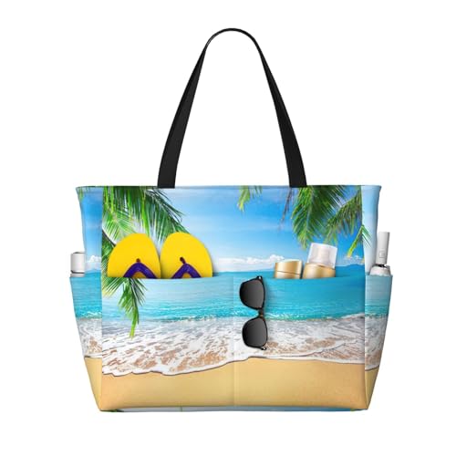 Sacs à main décontractés grand sac shopping imprimé feuilles de palmier noir
