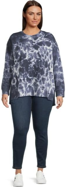 Terra & Sky Women's Plus Relaxed Crewneck High-Low French Terrycloth Sweatshirt - Image 2