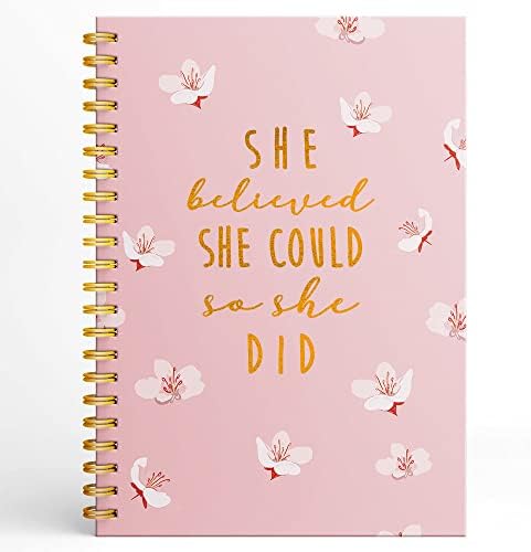 Inspirational Spiral Notebook for Women Teen Girls, She Believe She Could So She Did, Motivational Journal Diary for School Office Work Student Coworker Friends, Hardcover 160 Lined Pages, 6.2"x 8.2”