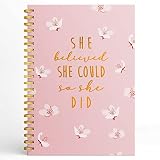 Inspirational Spiral Notebook for Women Teen Girls, She Believe She Could So She Did, Motivational J