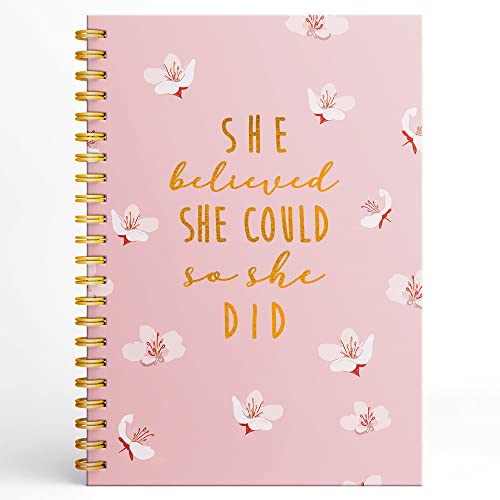 Inspirational Spiral Notebook For Women Teen Girls, She Believe She Could So She Did, Motivational Journal Diary For School Office Work Student Coworker Friends, Hardcover 160 Lined Pages, 6.2"X 8.2” #TOP27