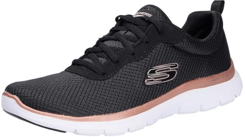 Skechers Flex Appeal 4.0 Brilliant View, Scarpe da ginnastica Donna, Black Mesh Rose Gold Trim, 43...