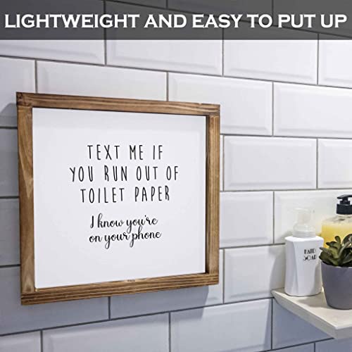Text Me If You Run Out Of Toilet Paper Sign - Funny Farmhouse Decor Sign, Cute Guest Bathroom Decor Wall Art Rustic Home Decor Modern Farmhouse Sign For Bathroom Wall With Funny Quotes 12X12 Inch #TOP3