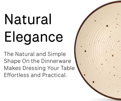 Image of Handcrafted Stoneware Ceramic Dinner Plates, 4 Pieces Serving for 4, Microwave and Dishwasher Safe, Bone-ash Free, Full Plate Set Crockery for Dining and Gifting, Beige