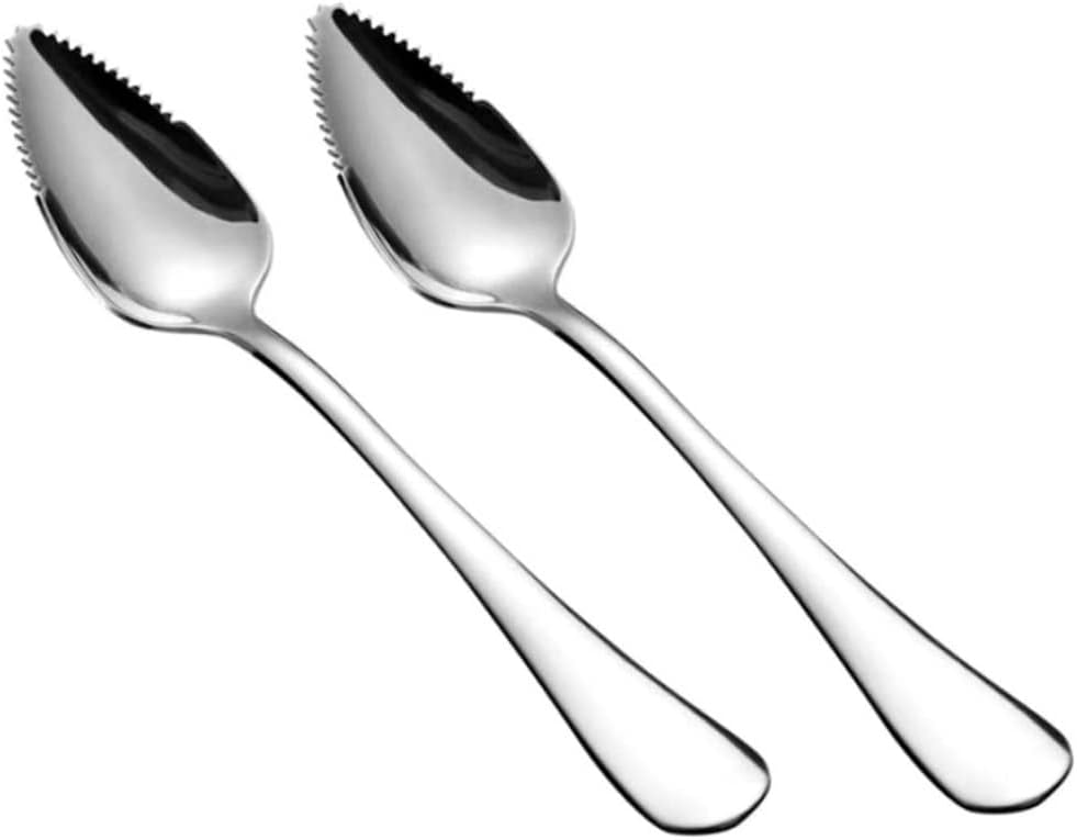Grapefruit Spoons with Serrated Edge 4PCS Food Grade Stainless Steel Dessert Spoons with Handle Non Stick for Kiwi Papaya Orange Ice Cream