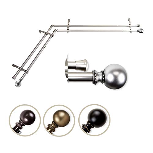 Rod Desyne 13/16" Jodi Corner Window Double Curtain Rod, 28-48 inch, Satin Nickel