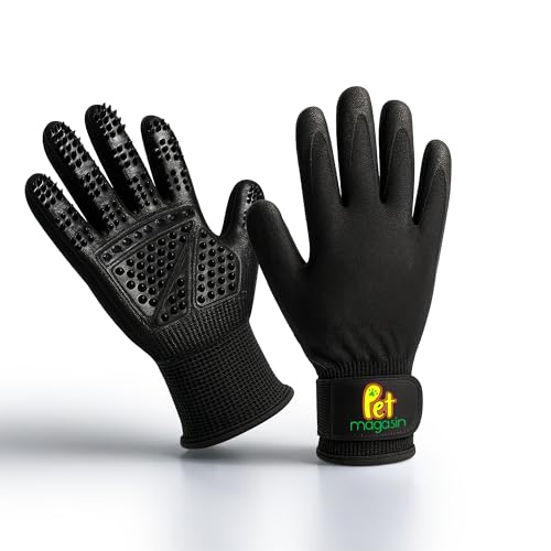PET MAGASIN Dog Washing Gloves, Grooming Gloves for Dogs, Dog Brush Glove & Pet Hair Removal Glove for Easy Grooming & Bathing, High-Density Silicone for Gentle Pet Care (Black, Medium)
