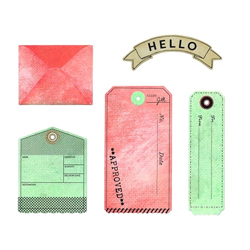 Sizzix Zestaw przezroczystych znaczków z matrycami Framelits, oznacz go według 49 i Market, 6 gumowych stempli i 17 matryc do cięcia