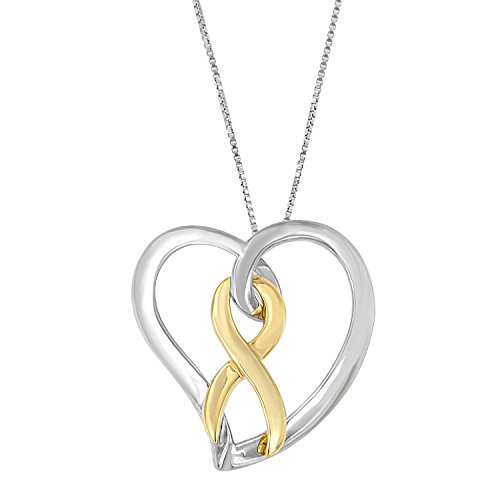 Original Classics 14K Gold and Silver Heart Bow Pendant Necklace