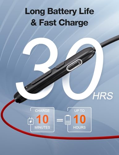 Image of Rythflo Bluetooth Headphones,V5.2 Wireless Bluetooth Earbuds w /Mic in-Ear Magnetic Neckband Earphone 30Hrs Playtime, IPX7 Sweatproof Deep Bass Headset for Phone Call Music Sports (Red)