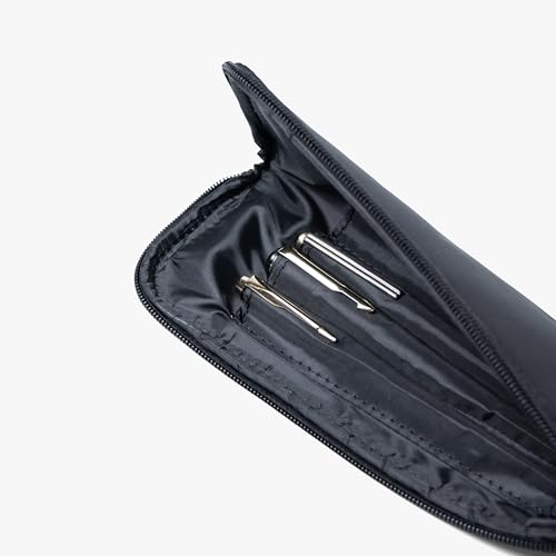 Image of Bellblock Premium Stationery Case & Pencil Pouch | Aesthetic Pencil Case for School /Office | Sleek Portable Pen Organizer | Compact Pen Pouch | Vegan Leather (Black)