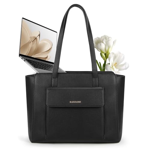 Lubardy Stylish Tote Bags For Women Premium Pu Leather Large Work Tote Bag With Zipper Waterproof Elegent Handbags Womens Anti Theft Purse For Travel Casual Business Lightweight Black