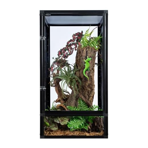 REPTI ZOO 16" x 16" x 30" Front Opening Chameleon Cage with 3-Sided Metal Mesh, 34 Gallon Screen Vertical Terrarium with Background Sticker, Tall Enclosure for Chameleon, Tree Frog, Arboreal Reptiles