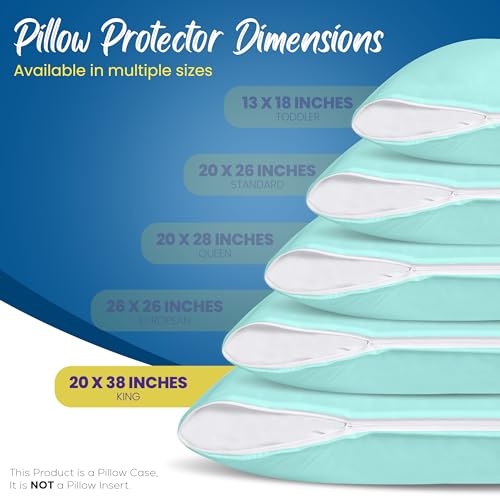 Image of Utopia Bedding Premium 100% Waterproof Pillow Protectors with Zipper King Size (Set of 4), Bed Bug and Dust Mite Proof Zippered Pillow Covers, Pillow Encasement Cases, Spa Blue