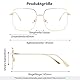 Junsika Blaulichtfilter Brille Damen Herren Klassischer Vintage Metall Quadrat Brille Ohne Sehstärke Gaming Brille