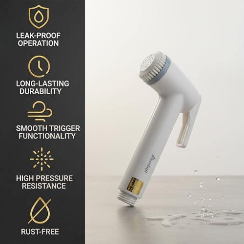Image of Acetap Plastic White Polished Handheld Bidet Sprayer - Durable High-Pressure Plastic Hygiene Spray with Smooth Trigger & Leak-Proof