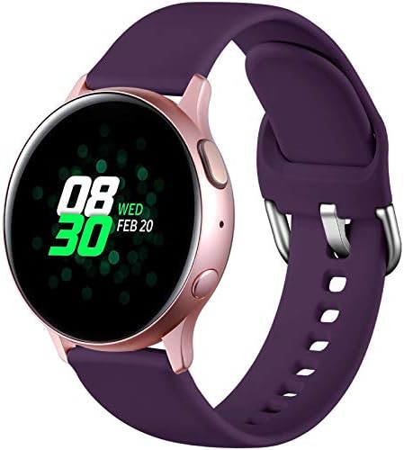 Dirrelo Sport Strap Compatible With Samsung Galaxy Watch Active 2 Strap/Galaxy Watch 4 40mm/44mm Strap, 20mm Silicone Wristband for Galaxy Watch 4 Classic/Watch 3 41mm/Garmin Vivoactive 3, Small Black