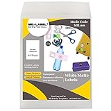 Mr-Label White Mattes wasserfestes, reißfestes Etikett - volles A4 Blatt - Inkjet und Laser kompatibel (Weiß, 10 Blätter)