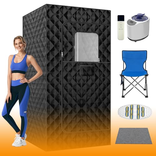 MXMZHXU Tragbare Dampfsauna, Heimsauna mit 3L 1200W Dampfgarer, Fernbedienung, Persönliche Ganzkörper-Sauna-Pod für Zuhause, Fitnessstudio, Garage