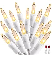 ODEETRONIC Warm Christmas Lights - 21.63ft 100Count Steady & Blink Clear Christmas Lights, UL Cer...