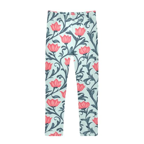 Girls Leggings Red Flowers Toddler Girls Clothes Leggings for Girls Toddler Girls Leggings 3-4T