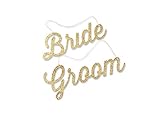 Kate Aspen Gold Glitter Bride and Groom Chair Signs