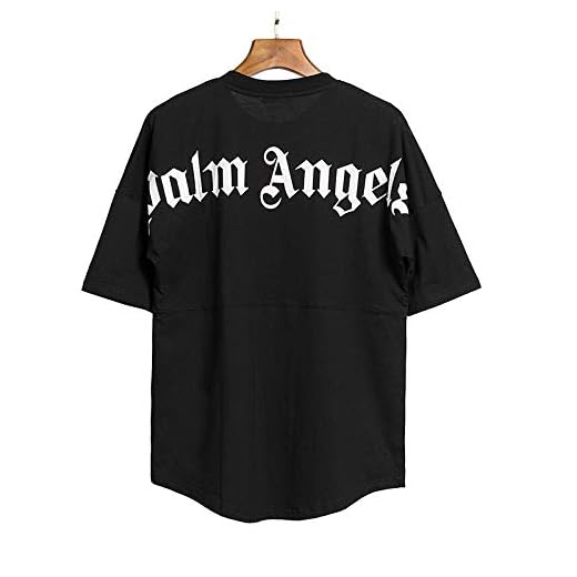 HOSD Palm Tree Angel Letra Grande Camiseta de Manga Corta de algodón Estampada Pareja Suelta Grande de Manga Corta Camiseta Corta