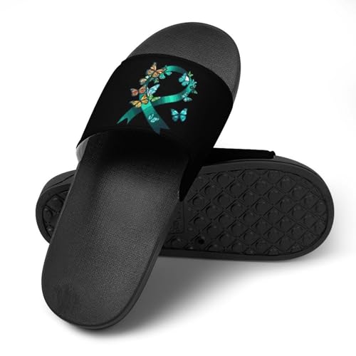 Ovarian Cancer Awarenes Butterflies Unisex Shower Shoes House Slippers Non-Slip Indoor Bathroom Shoes for Pool Beach 40 (250mm)4
