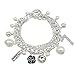 MISASHA Logo Camellia Gold Tone Chain Imitation Pearl Charm Bracelet For Women