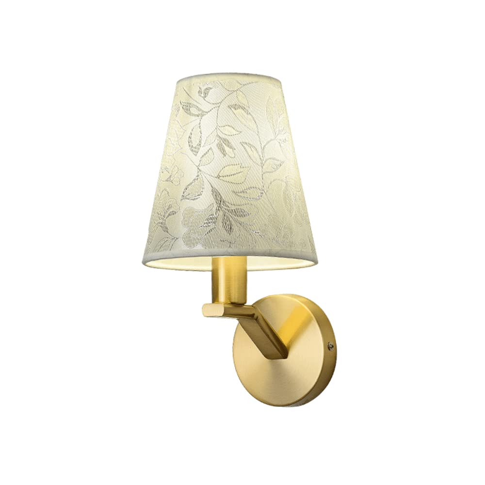 FYZDLAOR Brass Wall Sconce,Cloth Lampshade Wall Sconces Lighting for Hotel,Bedside,Restaurant,Living Room Bathroom Bedroom and Hallway Wall Sconce Lighting(E14)