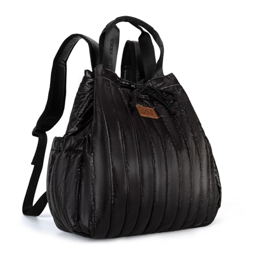 Montana West x Lee Puffer Backpack Purse for Women Quilted Travel Fashion Backpack Daypack Ladies Casual Drawstring Bag Black