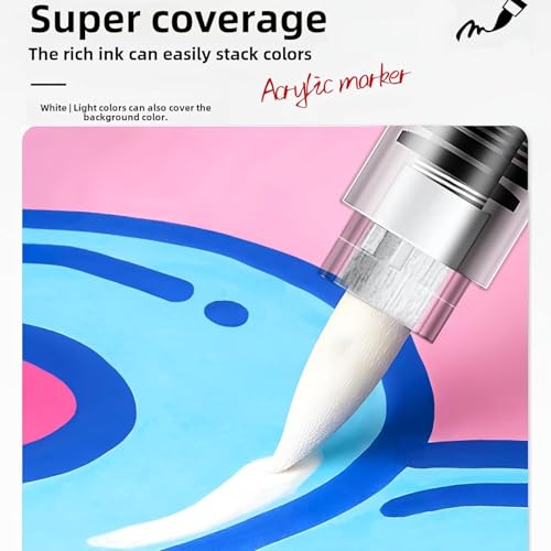 Image of Acrylic Paint Marker Set, 48 Colors Water-Based, Quick-Dry Pens for Canvas, Wood, Glass & More, Medium, Multicolor