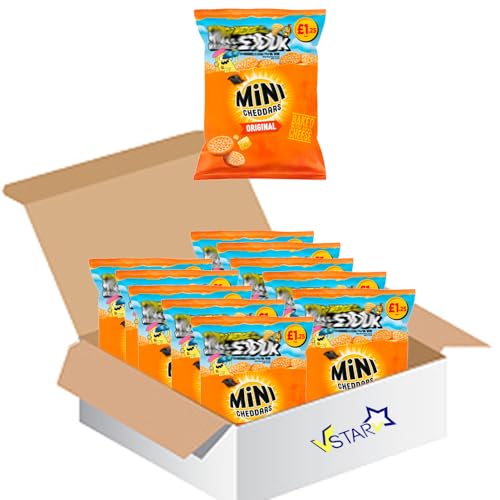 Mini Cheddars Full Box Variety Pack PMP 90g – Original, Smoky BBQ, Red Leicester & Cheese & Pickle Baked Snacks (Full Box (15 x Bags), Mini Cheddars Original Baked Snacks 90g)