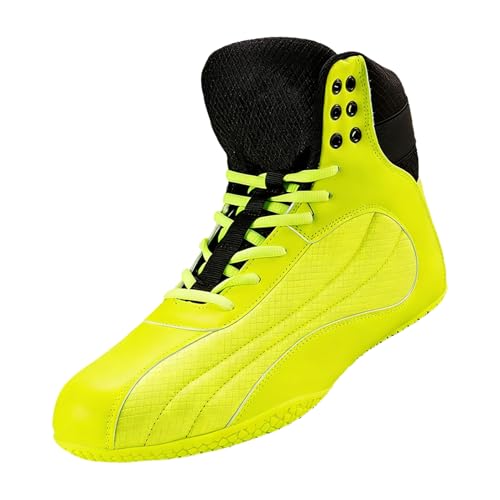 Botas de Boxeo Unisex, Hombre Mujer Moda Adultos Calzado de Lucha Libre Profesional, Niños Adultos Boxeadores Entrenadores Zapatos de Lucha para Entrenar MMA Muay Thai Artes Yellow&Black, 42