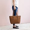 David Jones - Sac à Main Shopping Femme Grand Format - Sac Cours Lycée Fille - Cabas Fourre-Tout Porté Epaule Cuir PU Anse Longue - Shopper Grande Capacité A4 - Sac Etudiante Travail - Marron Camel #2