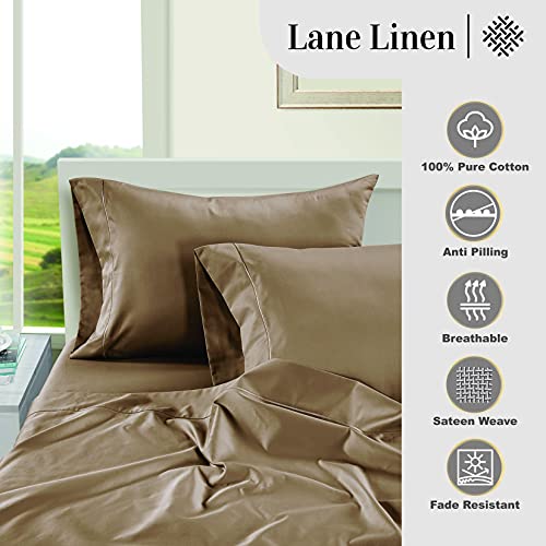 LANE LINEN Pillow Case Covers King Set of 2 100% Egyptian Cotton Sateen Soft Cool & Smooth 1000 Thread Count Cases - Taupe