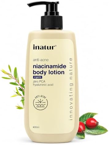 inatur Niacinamide Body Lotion 400ml โ Anti-Acne Moisturizer with 2% Salicylic Acid, Zinc PCA & Hyaluronic Acid | Sulphate-Free Formula for Smooth, Hydrated Skin | Deep Nourishment & Oil Control