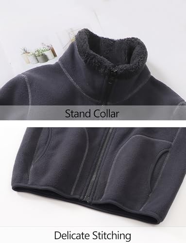 SEAUR Boys Girl's Soft Full Zip Polar Fleece Sherpa Jacket Fall Winter Warm Outerwear with Pocket3